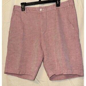 J. Hilburn Men's Tailored Fit Oxford Flat Front Chino Shorts - Size 36, Red